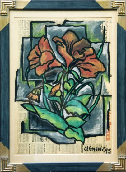Pastell auf Zeitungspapier (Blumen 2)02