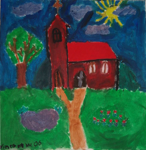 Vincent,10Jahre,�l auf Leinwand,40x40,Kirche02