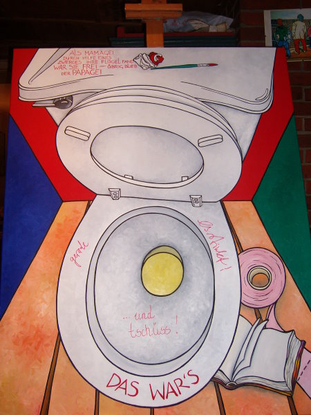 aktives �lbild- bild wird durch den betrachter zum thema  -DAS WARS- fertiggestellt- �l 100x80 56